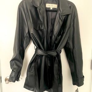 Leather Blazer with Belt